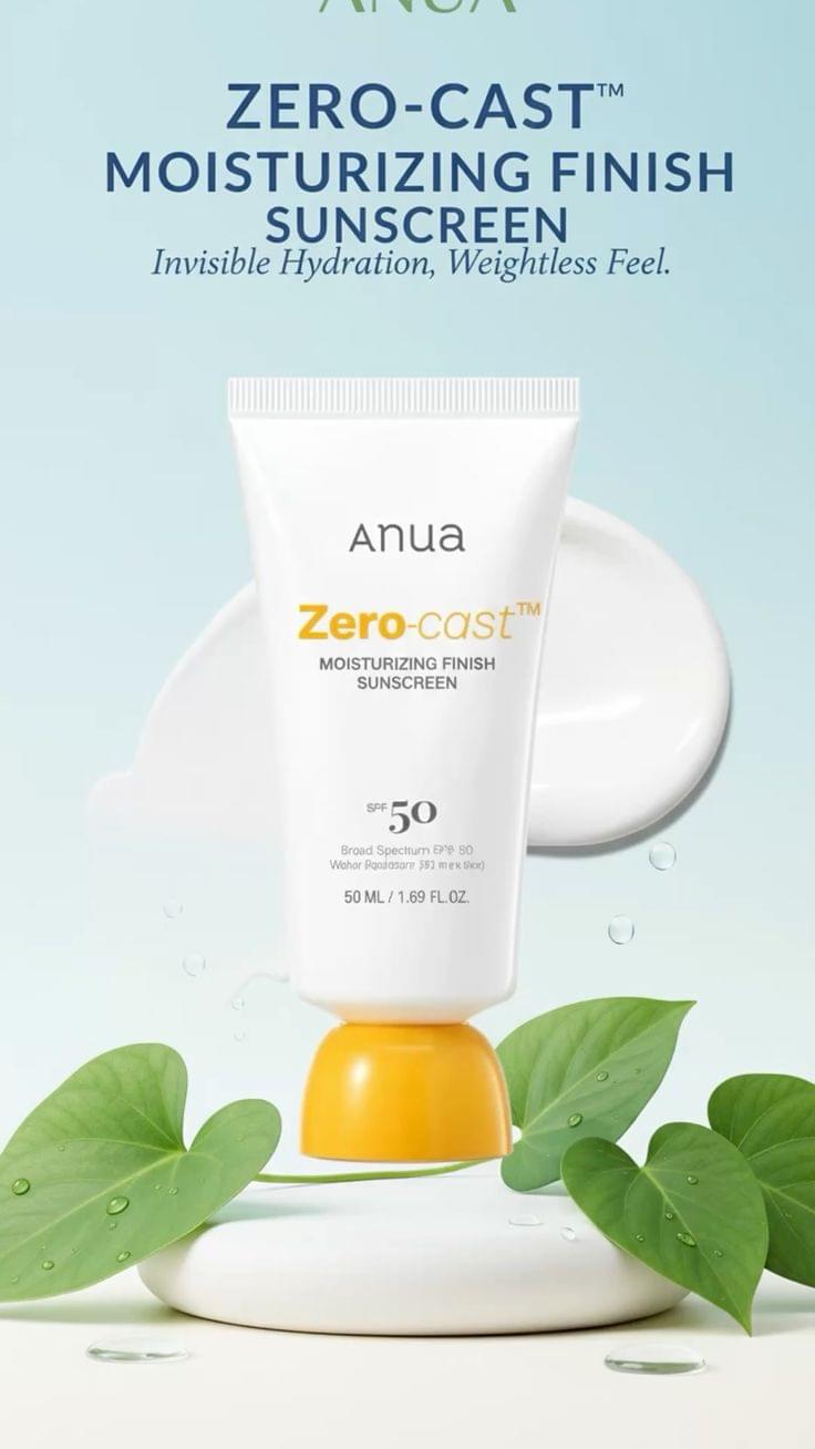 Protector Solar Zero Cast Moisturizing Finish Sunscreen SPF 50 ANUA.