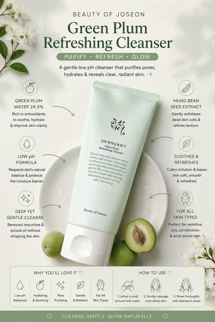 Beauty of Joseon Limpiador Refrescante de Ciruela Verde 100ml..