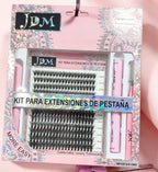 SET PESTAÑAS JDM 9-15MM + KIT APLICACION  20P-40P-50P