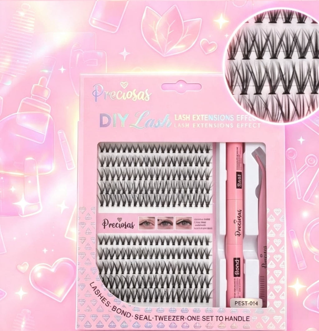 Set de Extensiones Pestañas PRECIOSAS +Goma+Sellador+Pinza