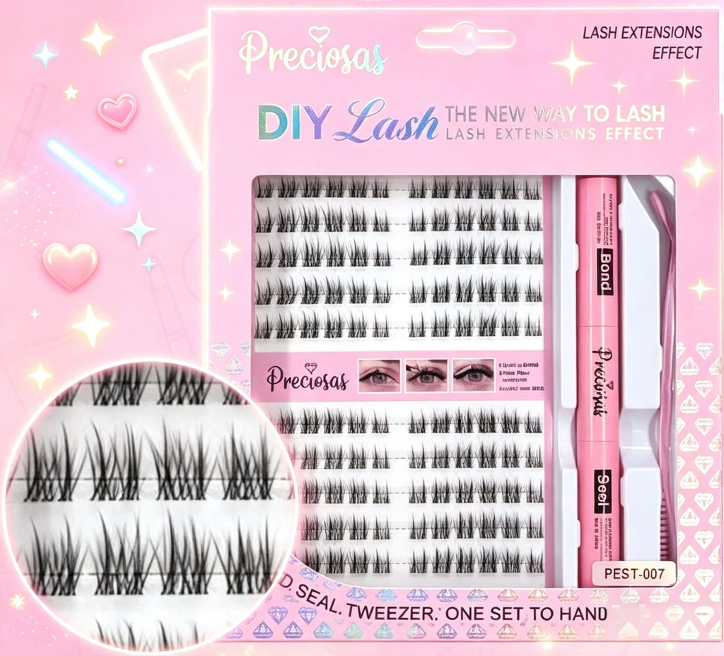 Set de Extensiones Pestañas PRECIOSAS +Goma+Sellador+Pinza